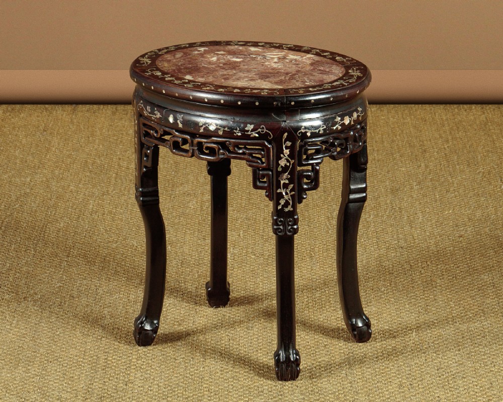 Chinese Hardwood and Marble Top Urn Stand or Side Table c.1890