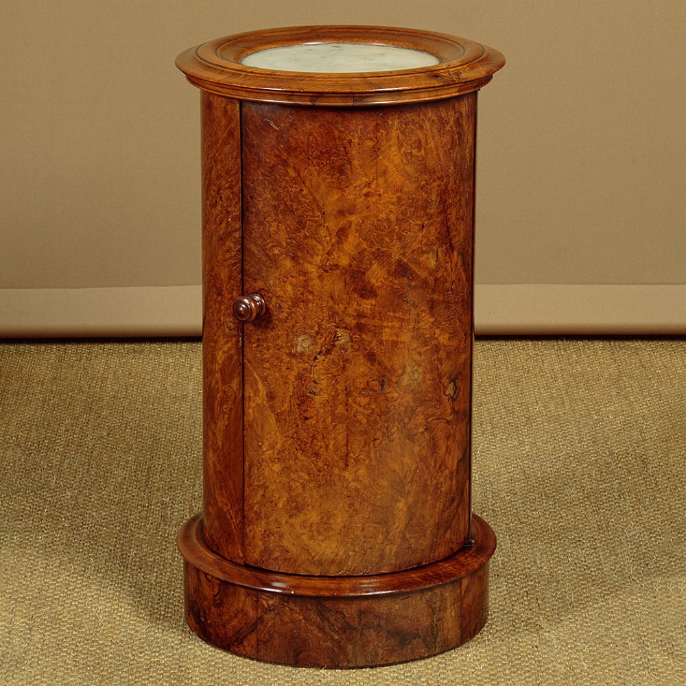 Burr Walnut Cylinder Pedestal Cabinet c.1860