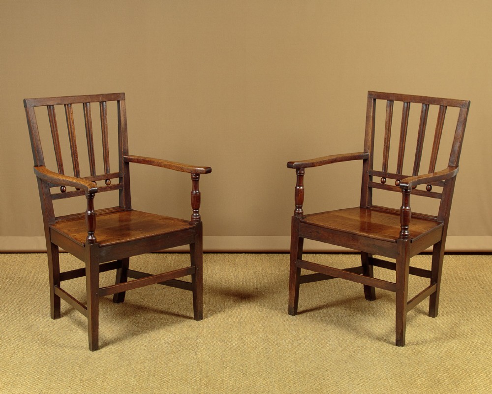 Pair of Welsh Oak Armchairs c.1810