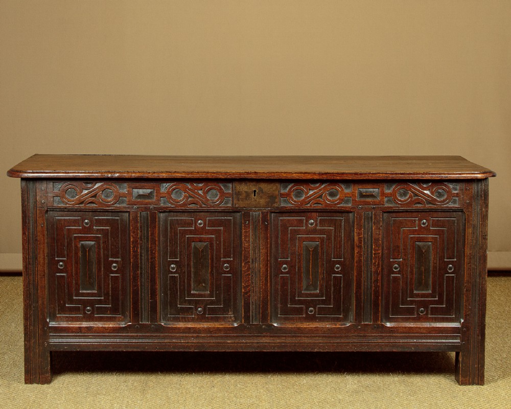 Large Carved Oak Coffer c.1760