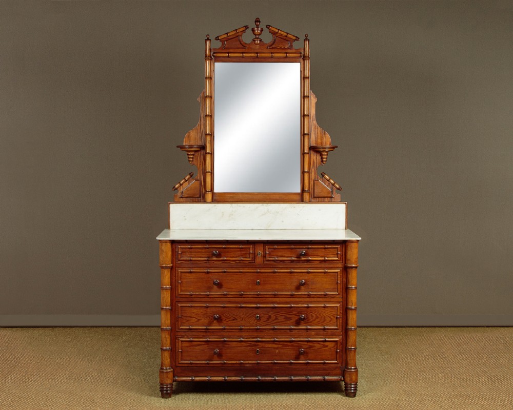 Faux Bamboo Dressing Table Chest of Drawers c.1890