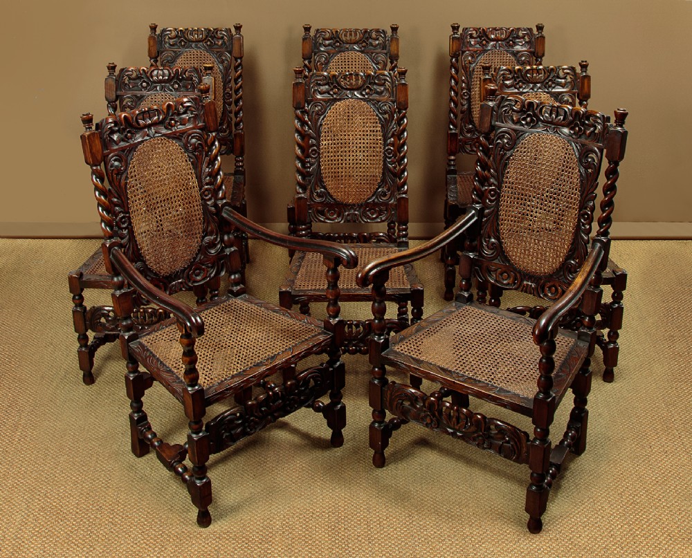 Set of 8 Charles II Style Dining Chairs c.1930