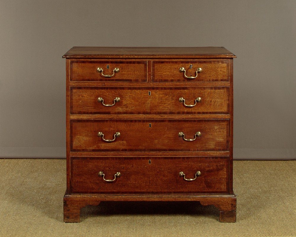 Oak & Mahogany Crossbanded Chest of Drawers c.1800