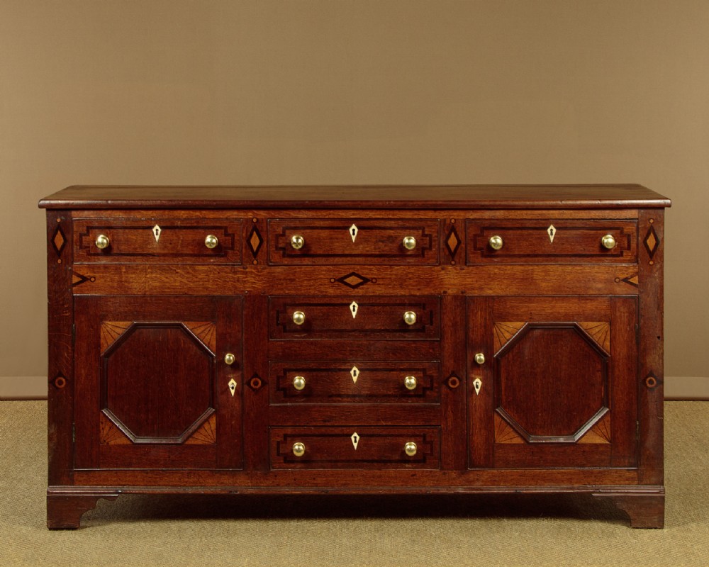 Inlaid Oak Anglesey Welsh Dresser Base c.1860
