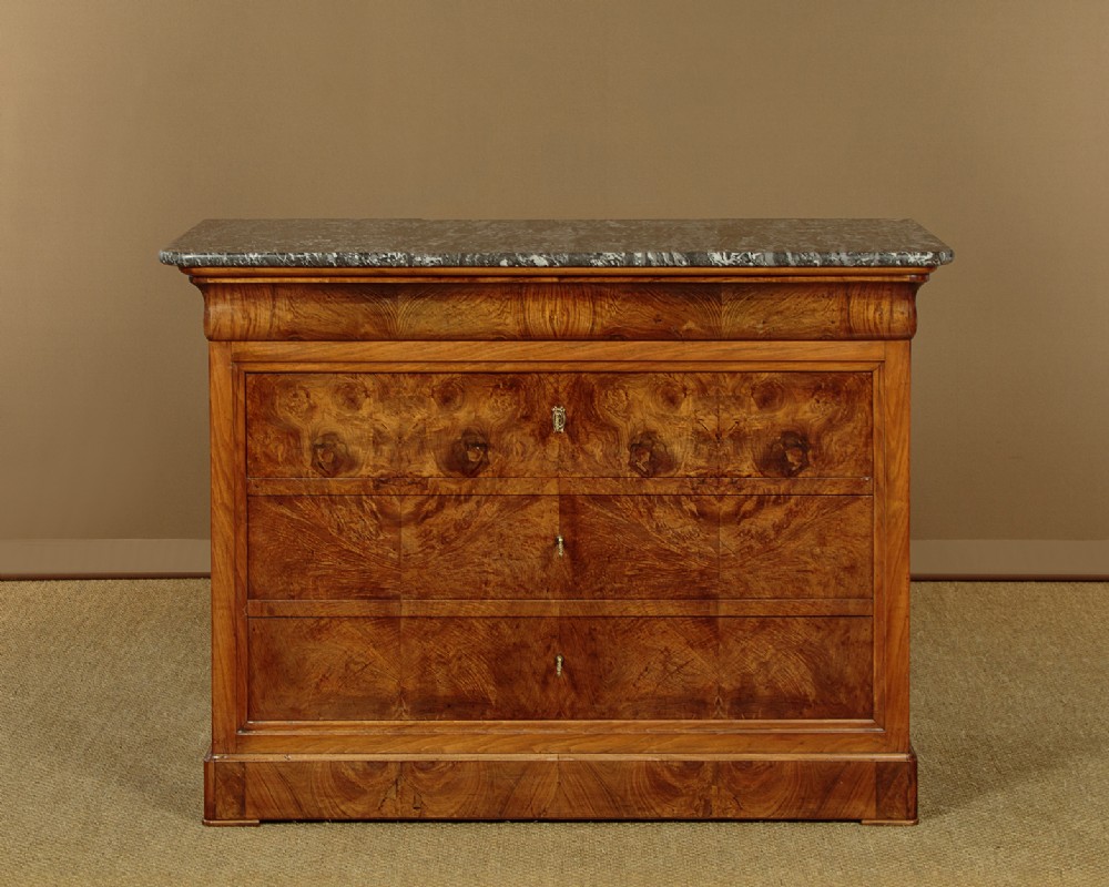 Burr Walnut & Marble Top Commode c.1860