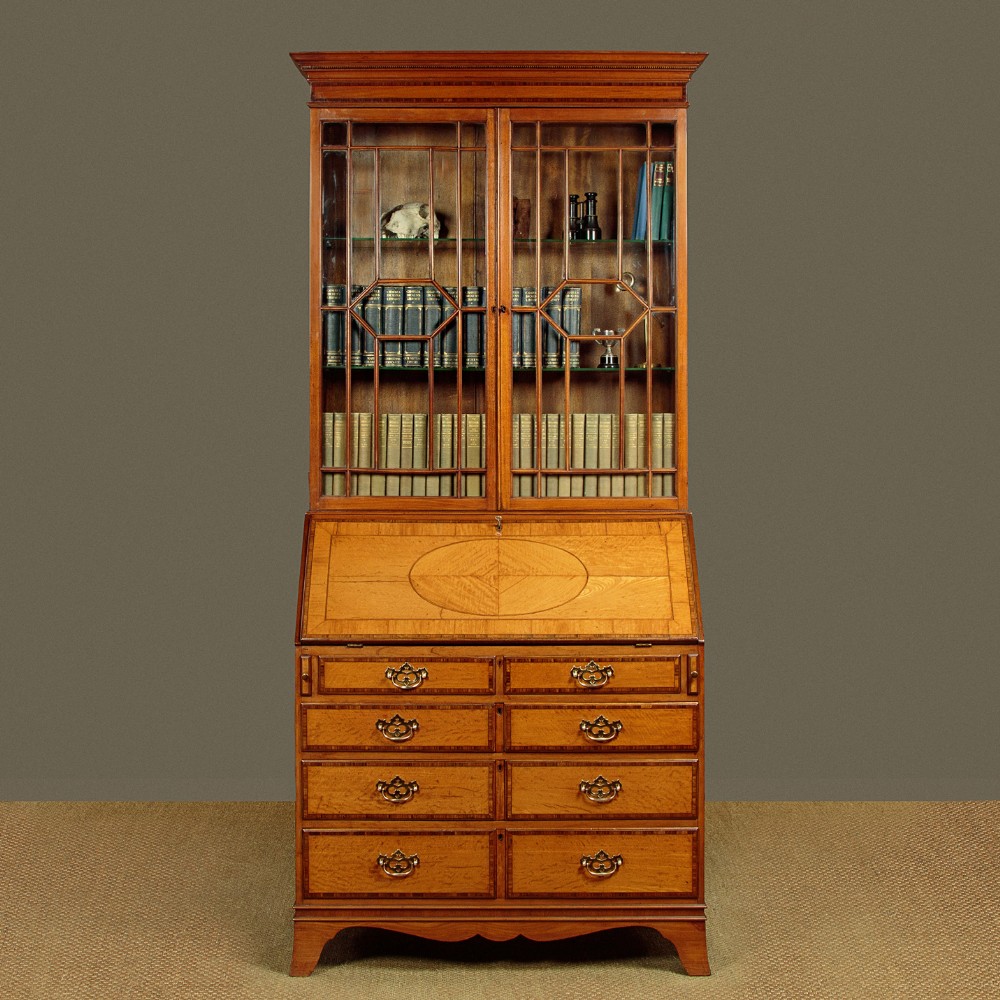 Satinwood Bureau Bookcase c.1920