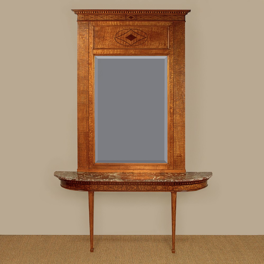 Large Tamo Ash Mirror & Console Table c.1910