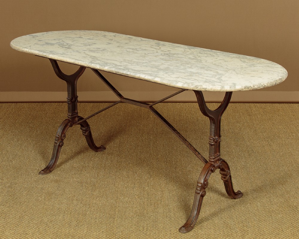 French Cast Iron & Marble Top Bistro Table c.1920