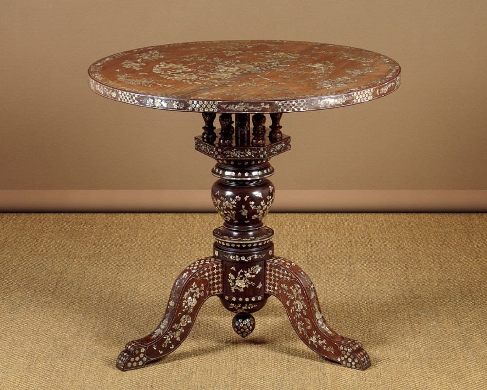 Exceptional Anglo-Chinese Pearl Inlaid Centre Table c.1890