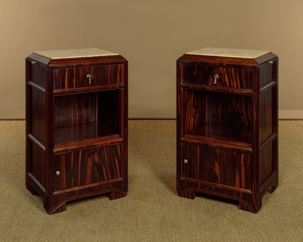 Pair of Art Deco Coromandel Bedside Cabinets c.1930