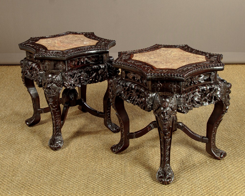 Pair of Chinese Urn Stands c.1890