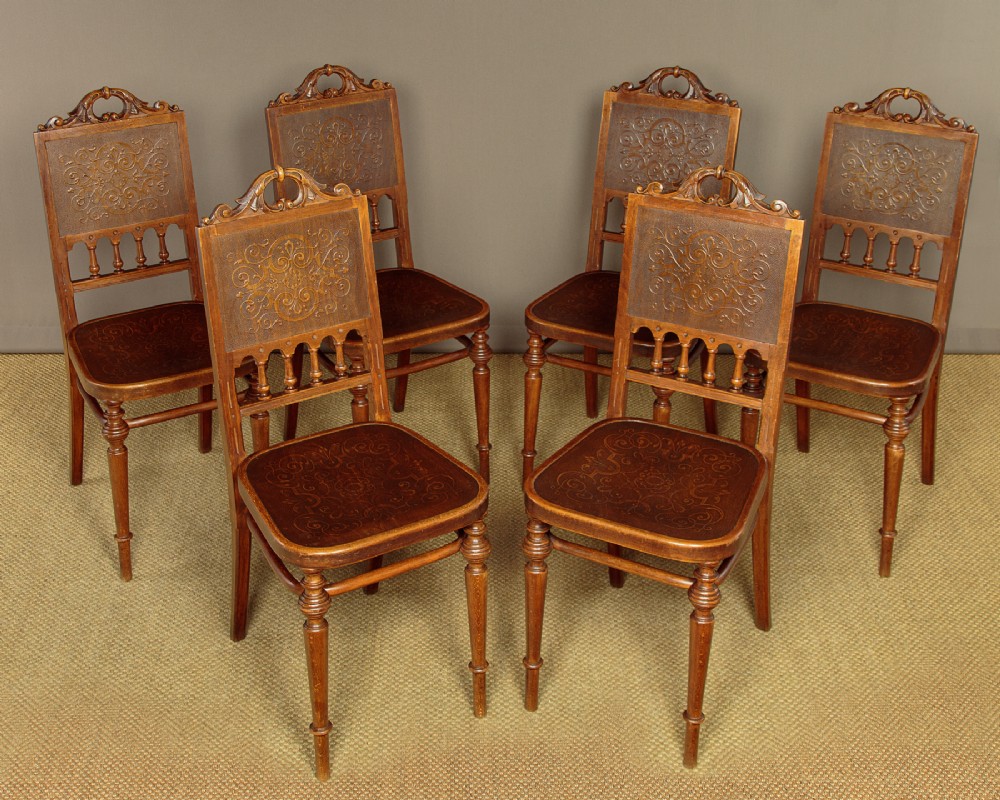 Set of Six Bistro Dining Chairs by Thonet c.1900
