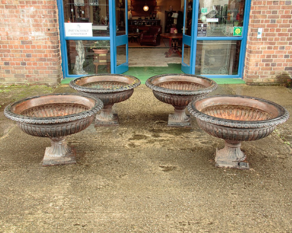 Four Large Cast Iron Garden Urns c.1890