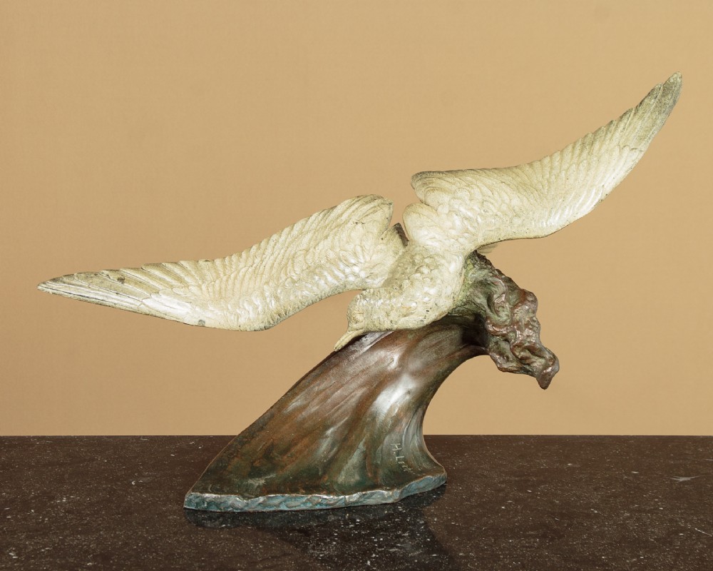 Spelter Seabird Sculpture by Henri Lechesne c.1900