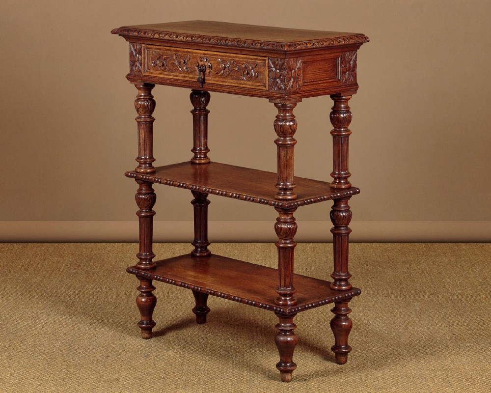Small Carved Oak Dumb Waiter c.1890