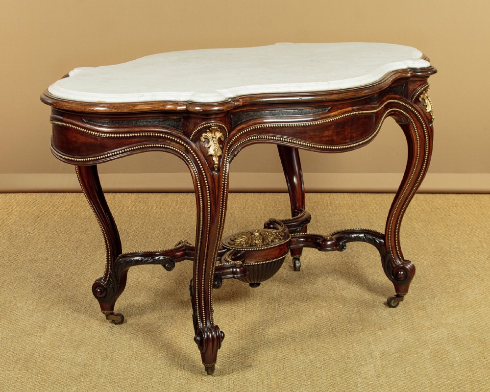 Brass Mounted Marble Top Rosewood Centre Table c.1870
