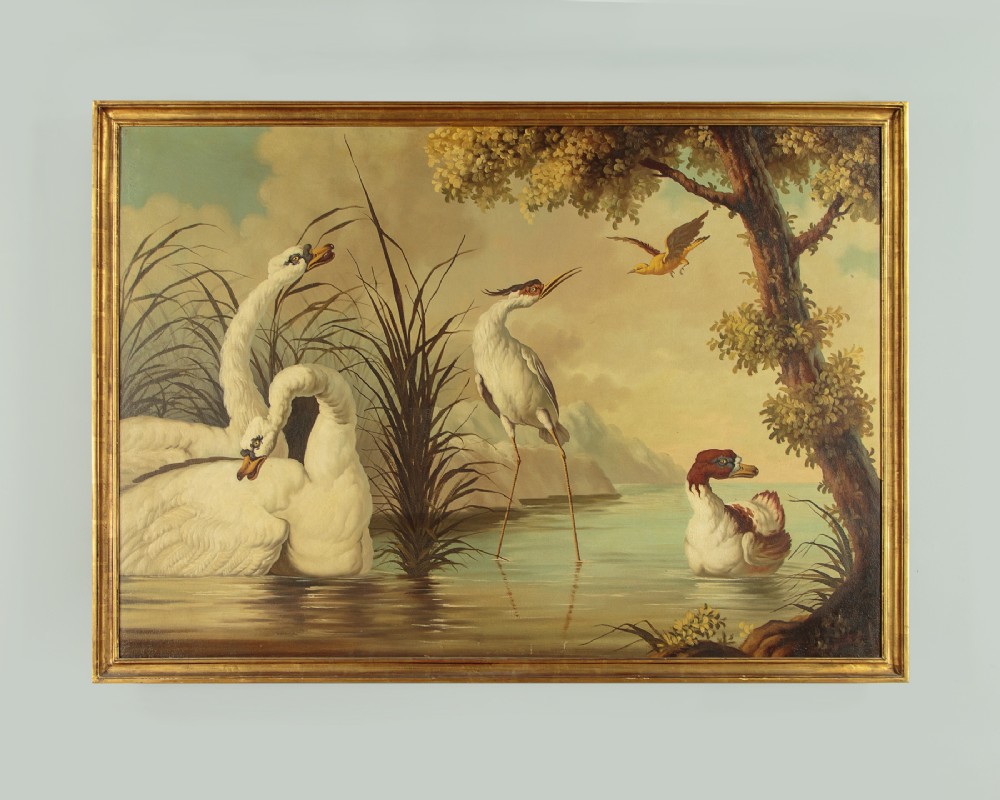 Large Painting of Waterfowl by Ira Monte c.1960