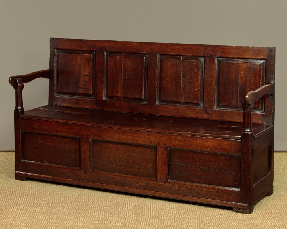 18th.c. Welsh Oak Box Settle c.1750