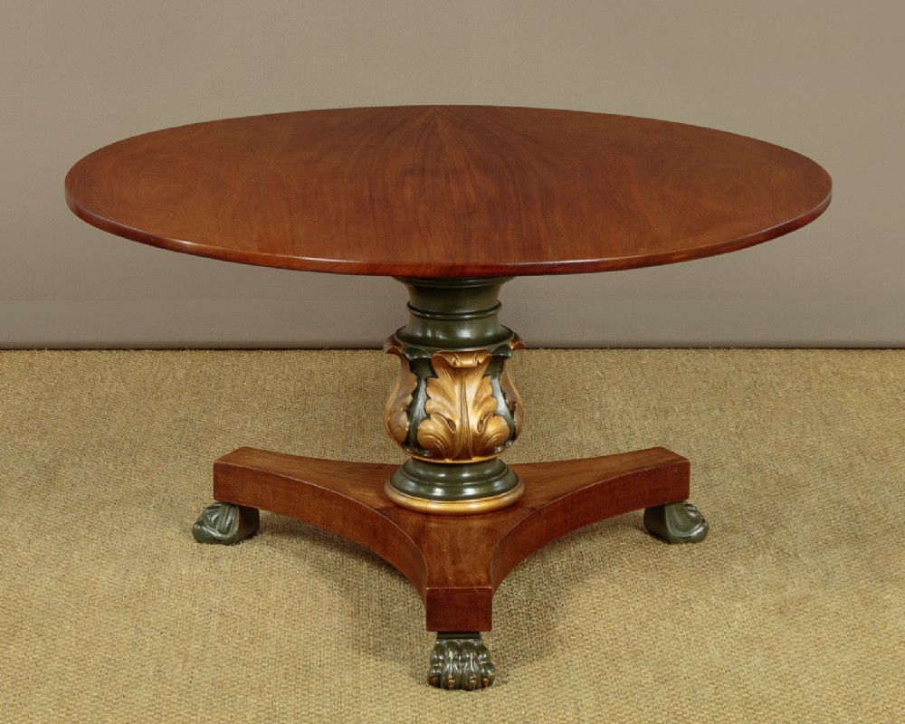 Mahogany Coffee Table with Painted & Gilded Column c.1930