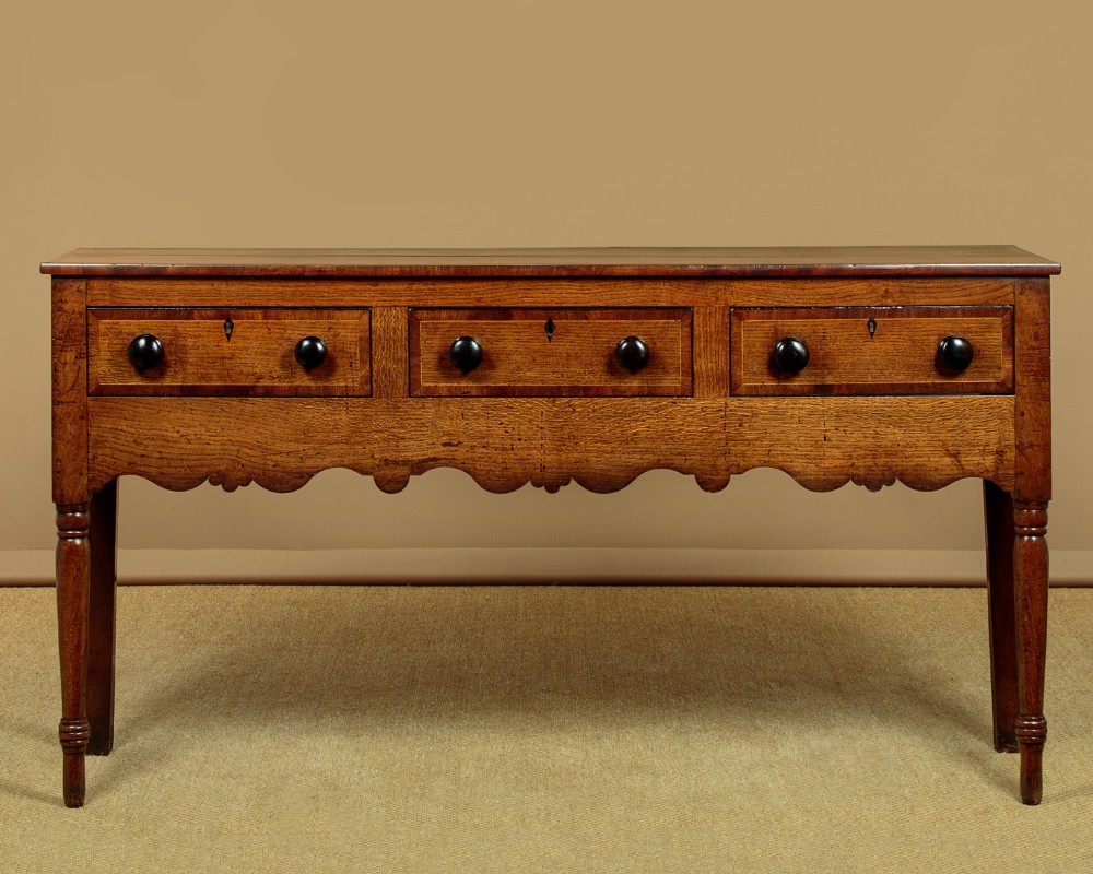 Oak & Mahogany Crossbanded Welsh Dresser Base c.1820