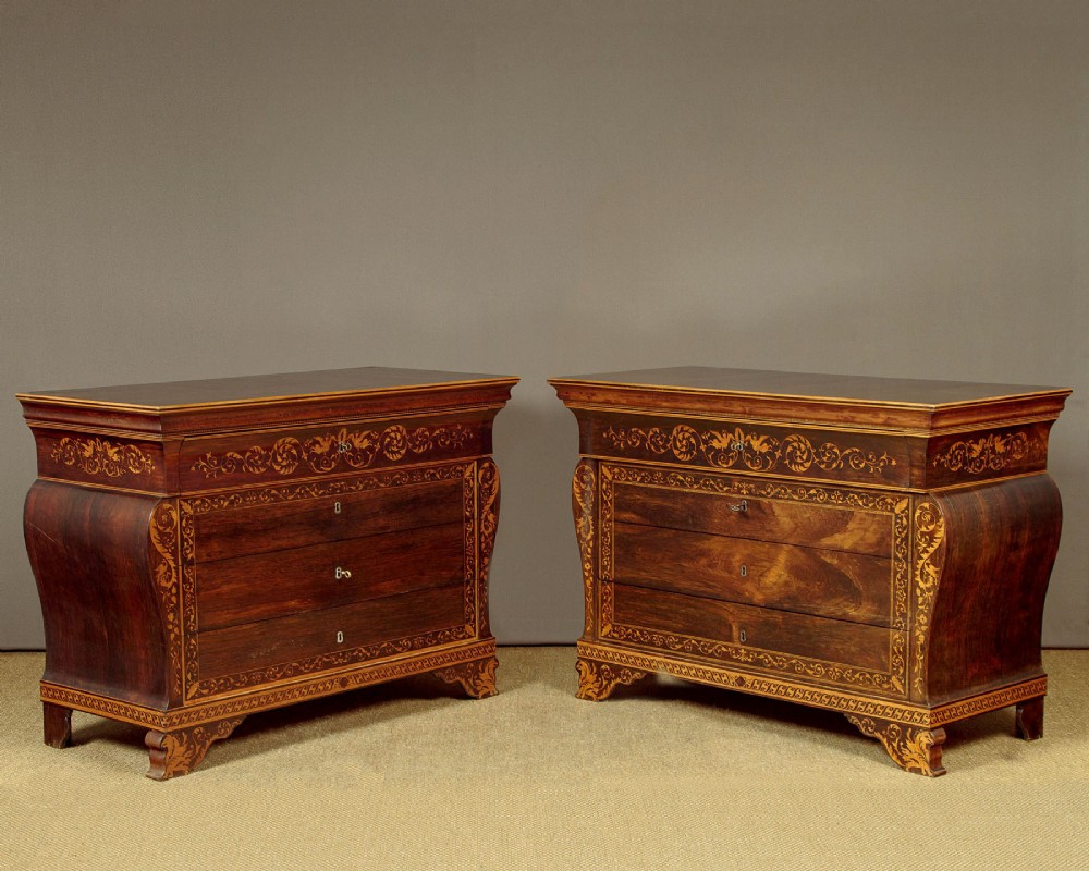Pair of Italian Inlaid Rosewood Commodes c.1880