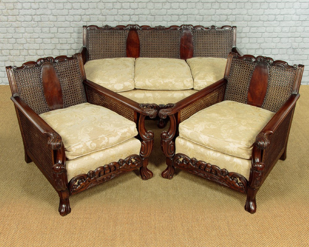 Mahogany & Canework Three Piece Suite c.1920