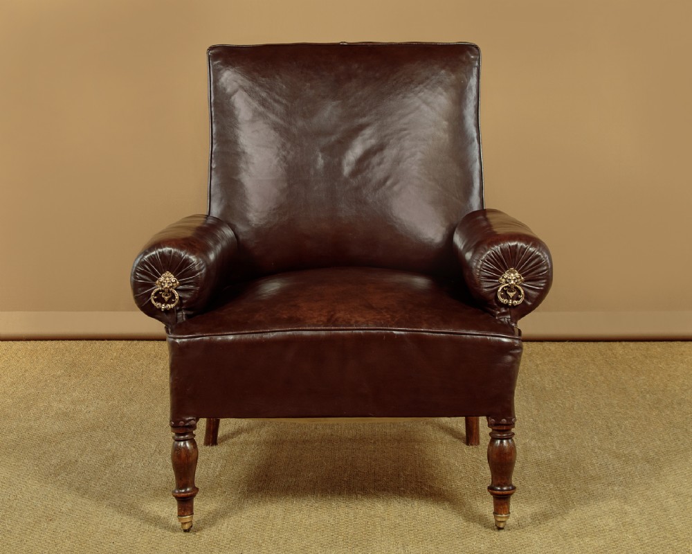 French Leather Easy Armchair c.1910