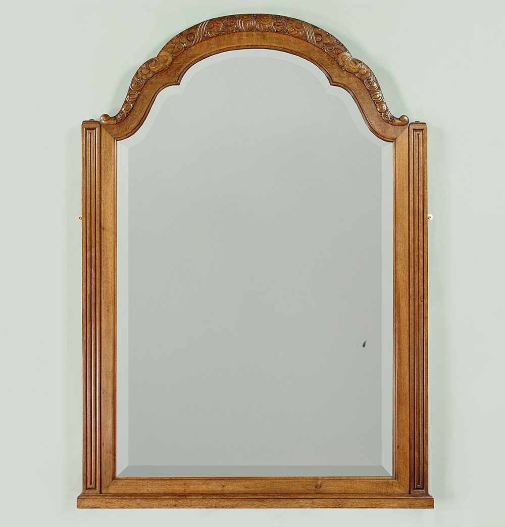 Walnut Art Deco Overmantle Mirror c.1930