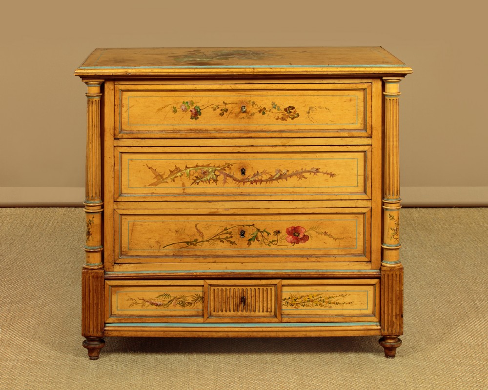 Small Chest of Drawers with Painted Decoration c.1890