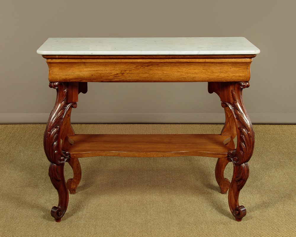 Walnut & Marble Top Console Table c.1860
