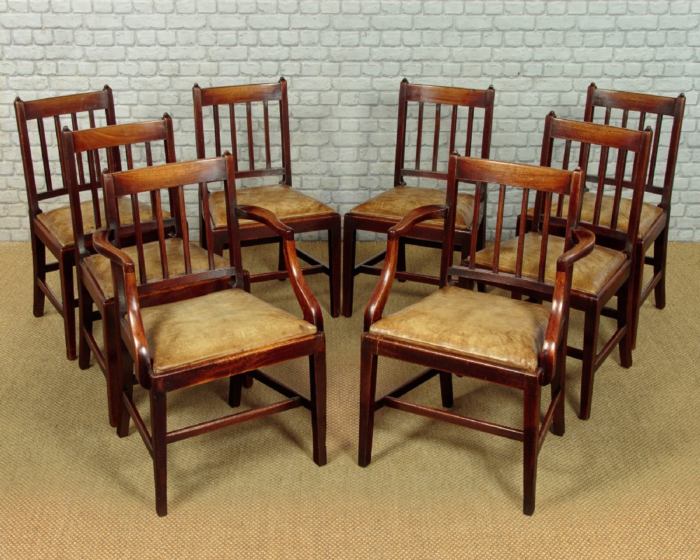Set of Eight George III Mahogany & Leather Dining Chairs c.1810