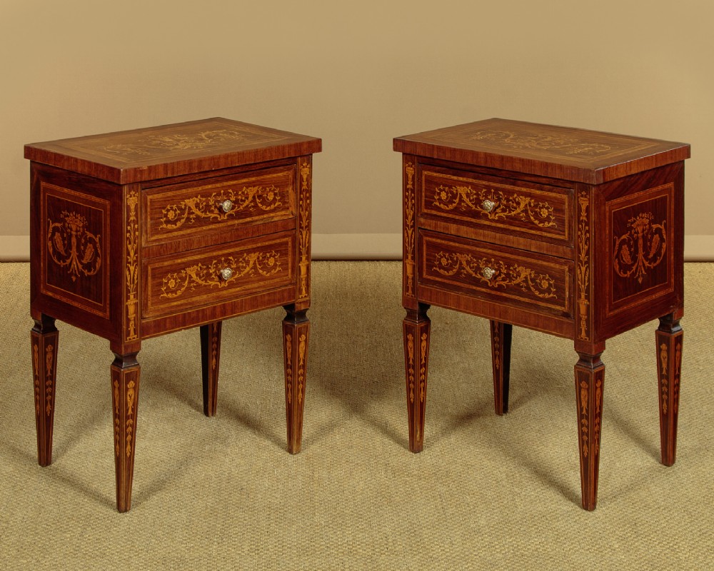 Pair of Italian Marquetry Inlaid Side Tables c.1930