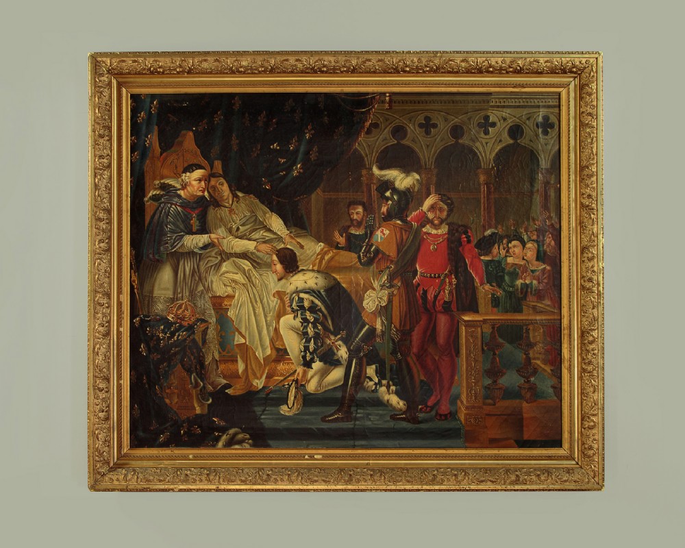 Large Oil Painting of The Death of Louis XII after Blondel c.1900