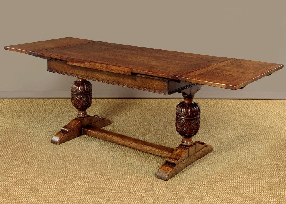 Oak Drawer Leaf Refectory Dining Table c.1930