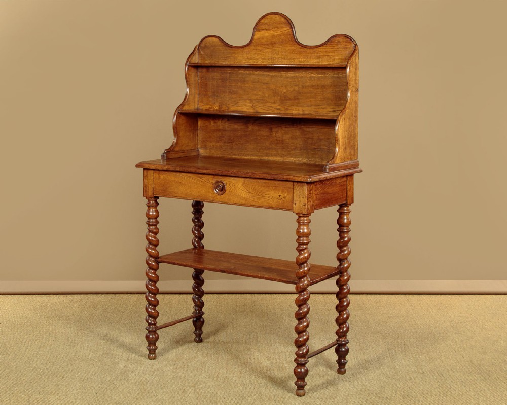 Oak Side Table with Shelves c.1870