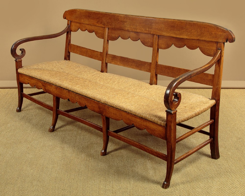 Long French Cherry Wood Settle c.1860