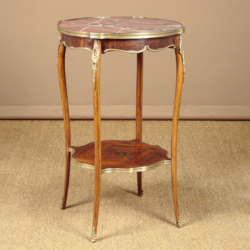 Louis XV Style Brass Mounted Marble Top Wine Table c.1930