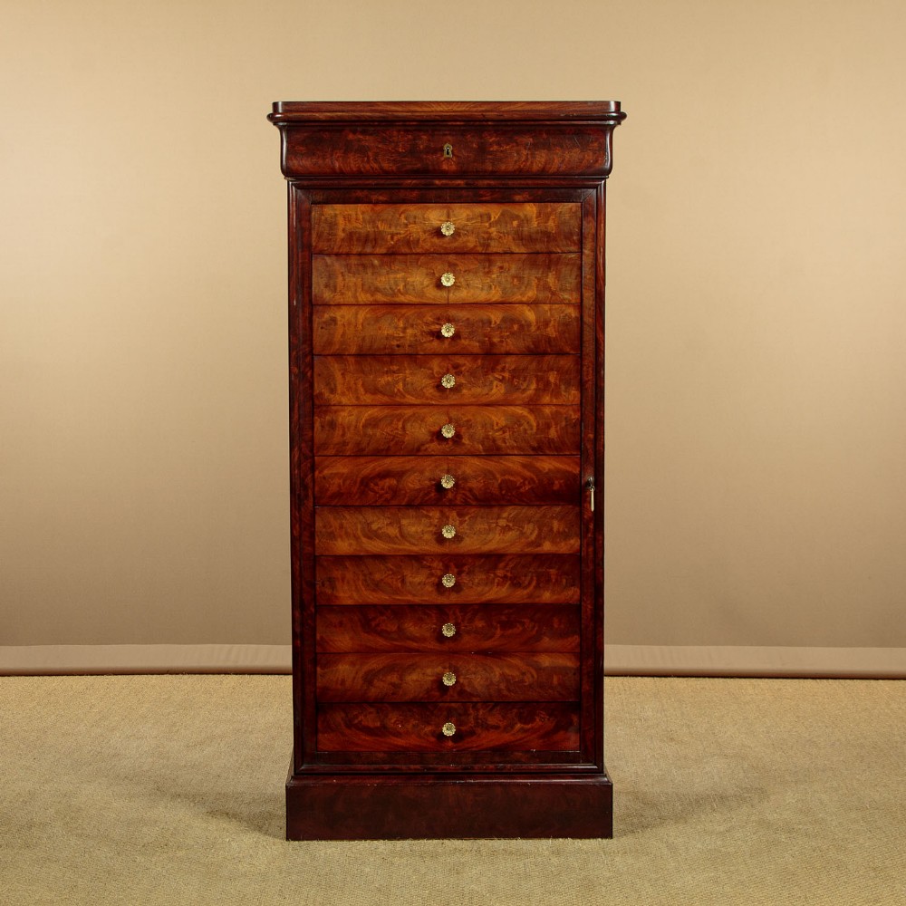 Flame Mahogany Bank of Drawers c.1880