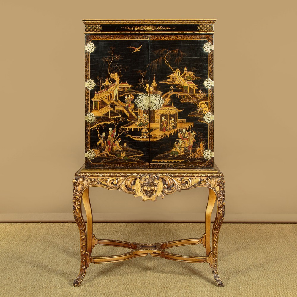 Chinoiserie Cocktail Cabinet on Stand c.1930