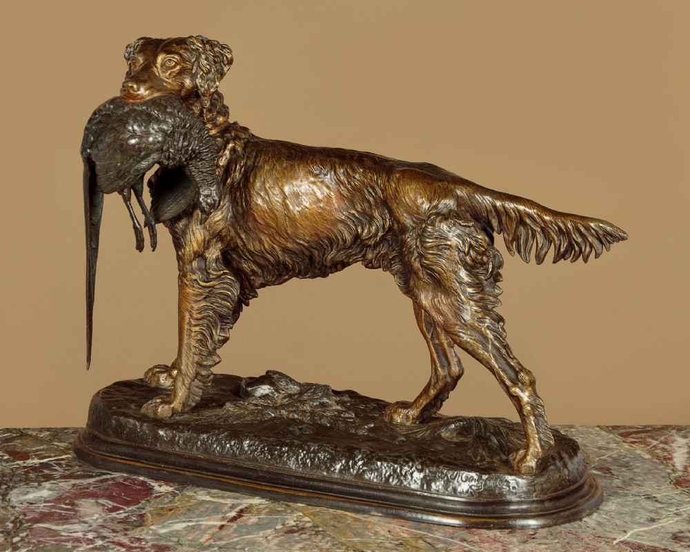 Sculpture of a Gun Dog by Jules Moigniez c.1890