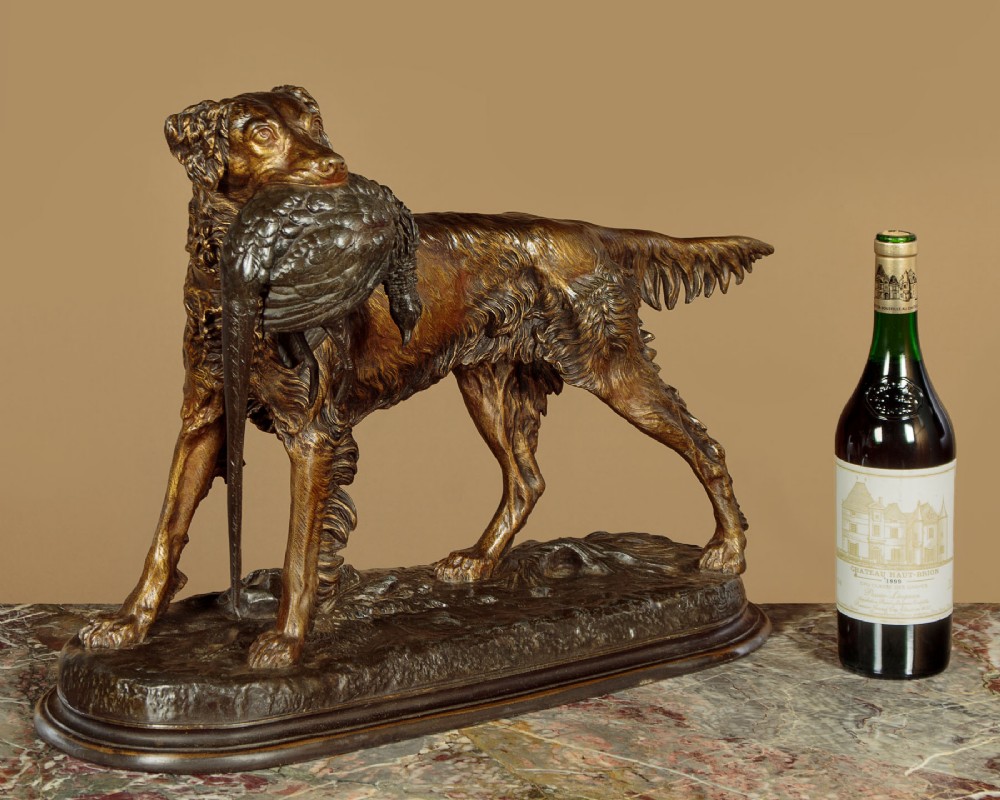 Sculpture of a Gun Dog by Jules Moigniez c.1890 View II