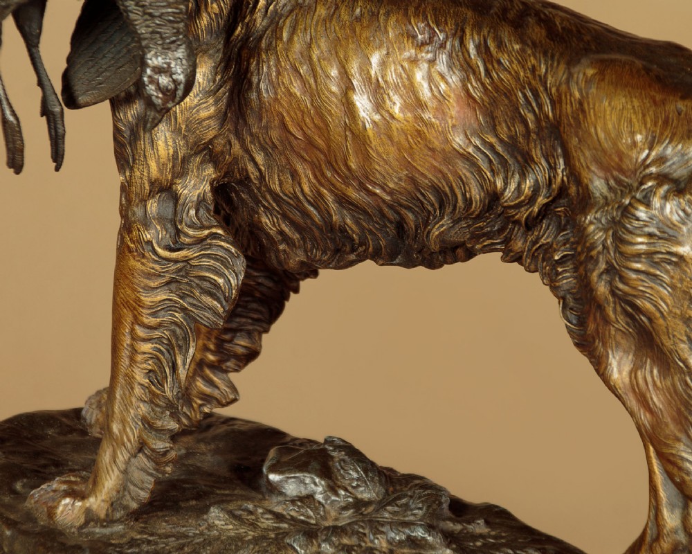 Sculpture of a Gun Dog by Jules Moigniez c.1890 View VI
