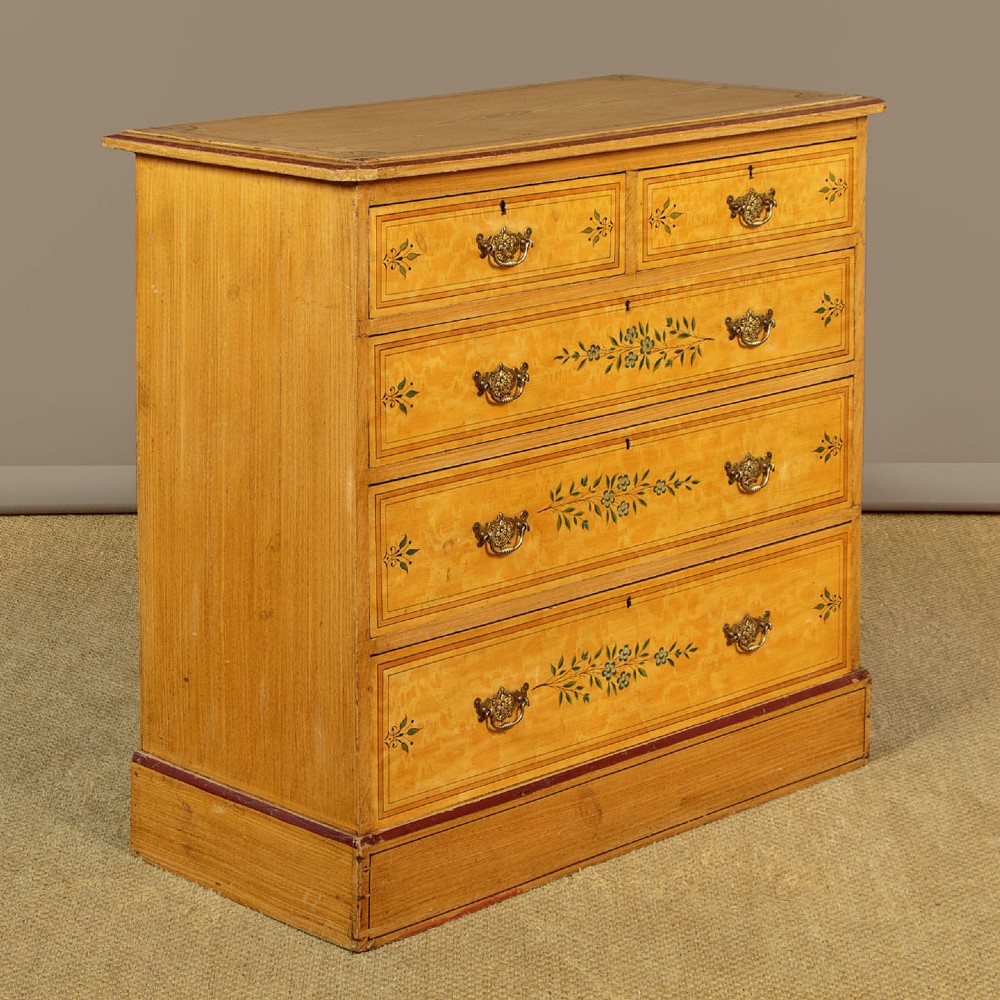 Small Painted Pine Chest of Drawers c.1890 View II