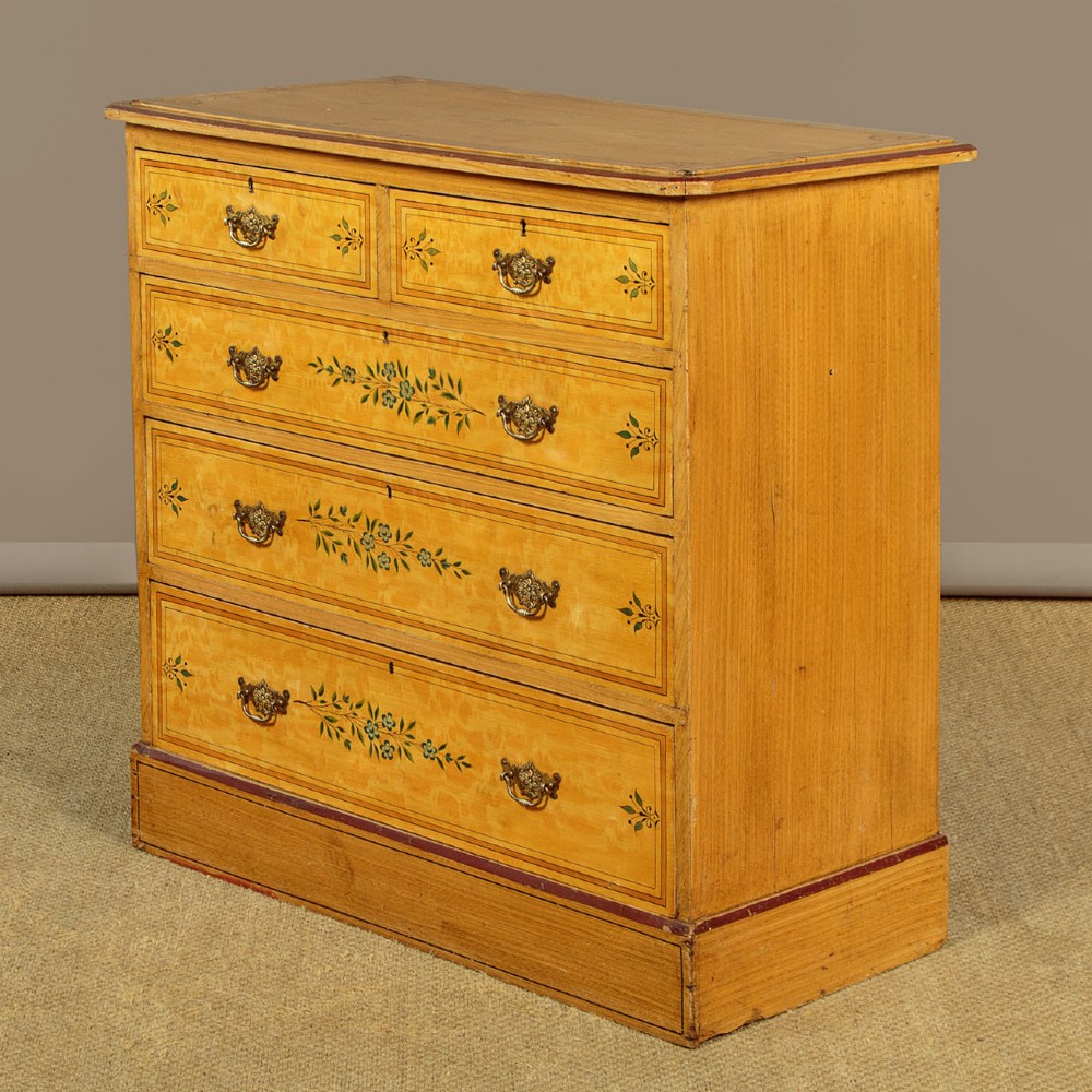 Small Painted Pine Chest of Drawers c.1890 View III