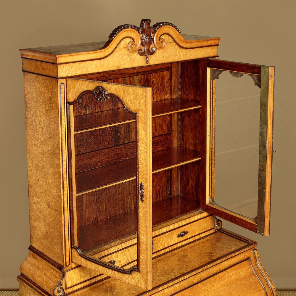 Birdseye Maple Bureau Bookcase c.1890 View V