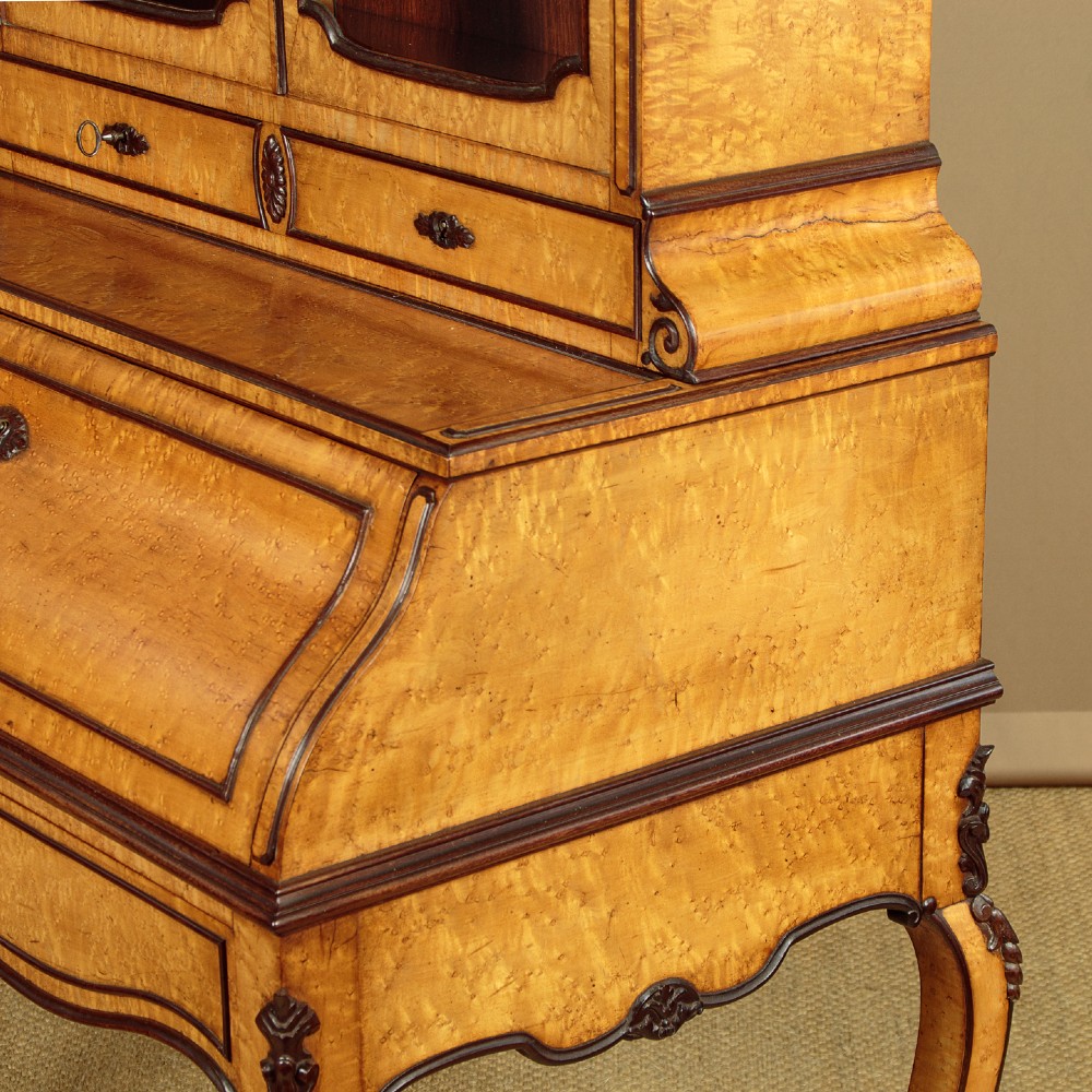 Birdseye Maple Bureau Bookcase c.1890 View VI