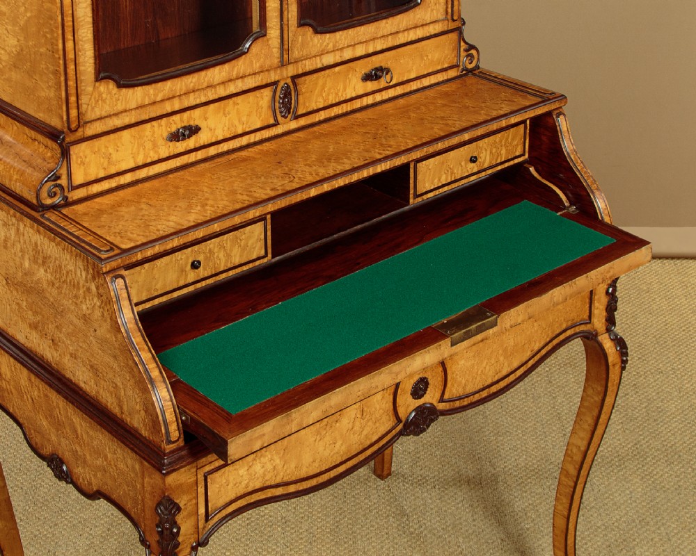 Birdseye Maple Bureau Bookcase c.1890 View VIII