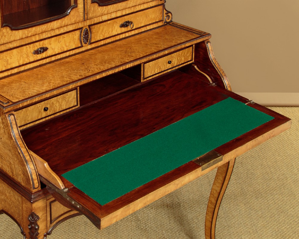 Birdseye Maple Bureau Bookcase c.1890 View IX