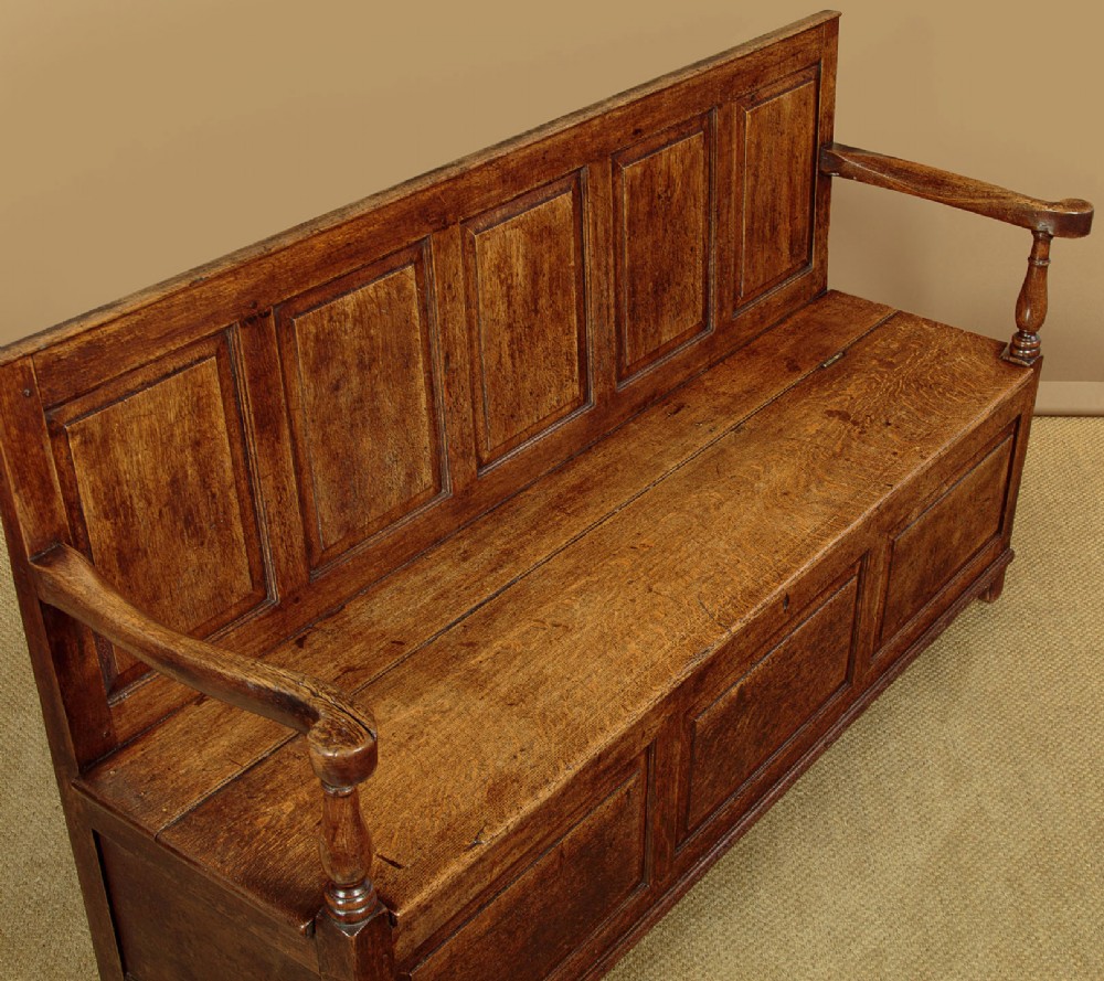 Georgian Oak Box Settle c.1790 View V