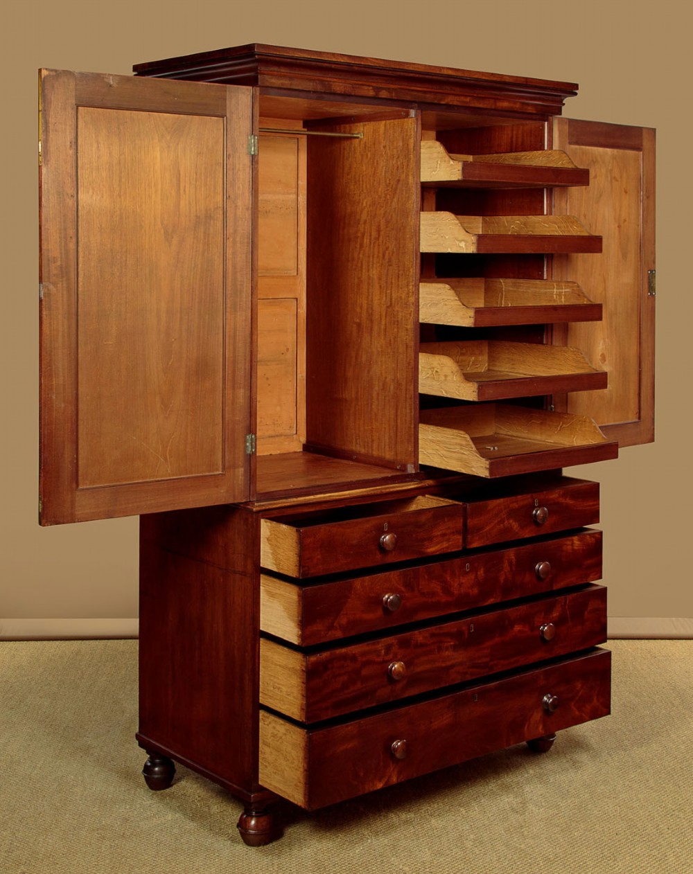Mahogany Wardrobe or Linen Press c.1860 View IV